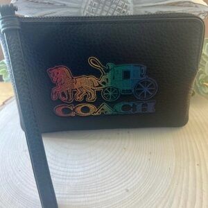 Coach Pebble Leather Horse & Carriage Wristlet